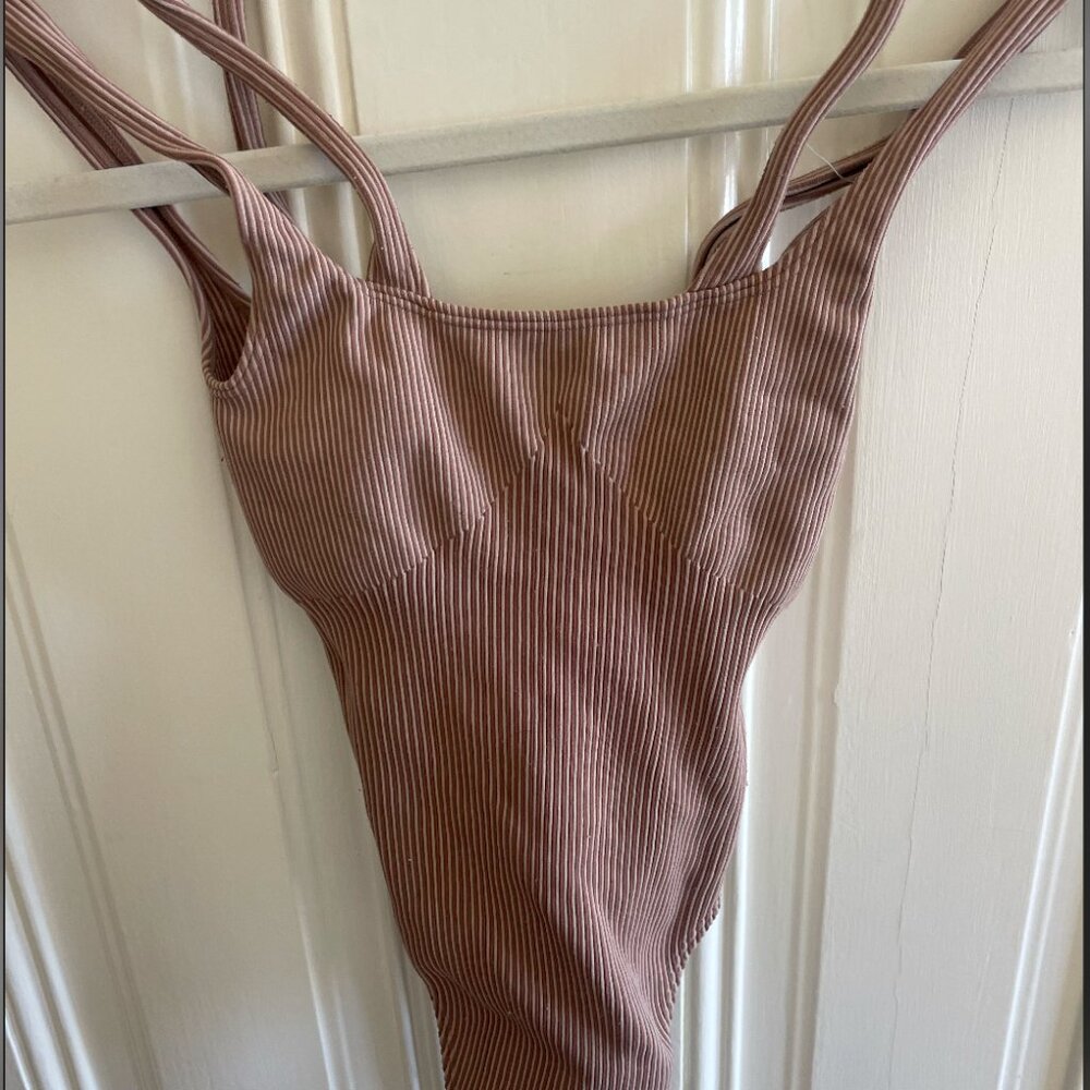 Double strapped brown bodysuit